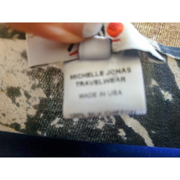Michelle Jonas Travelwear (MiJo) 100% Silk Chiffon Kaftan Size M Abstract Print - Picture 6 of 9